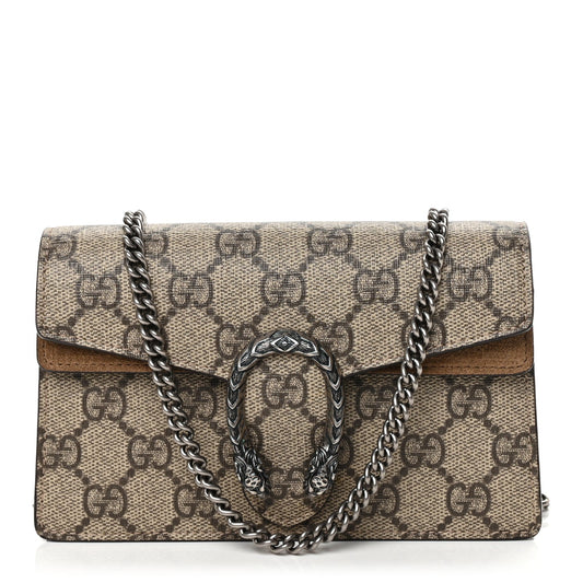 Gucci GG Supreme Monogram Super Mini Dionysus Shoulder Bag Taupe