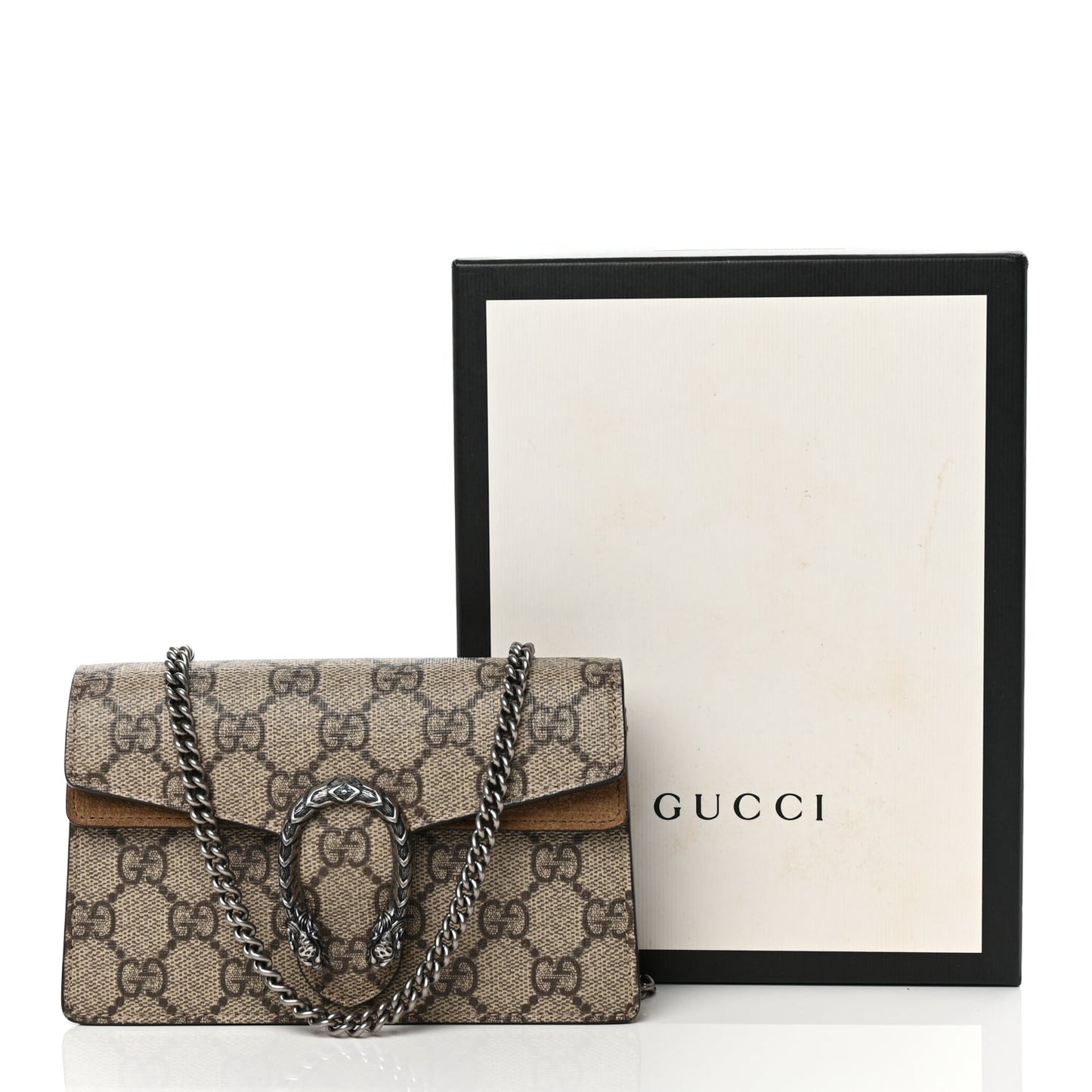 Gucci GG Supreme Monogram Super Mini Dionysus Shoulder Bag Taupe