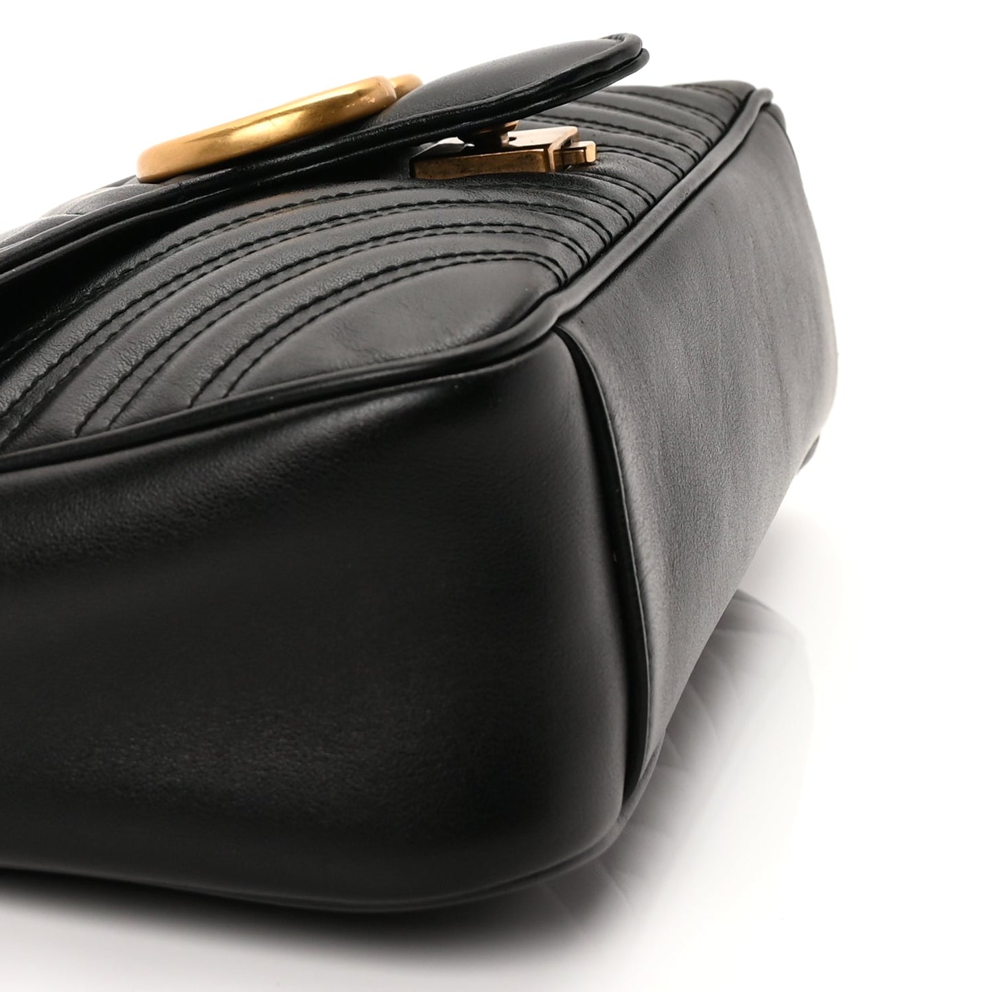 Gucci Calfskin Matelasse Small GG Marmont Shoulder Bag Black