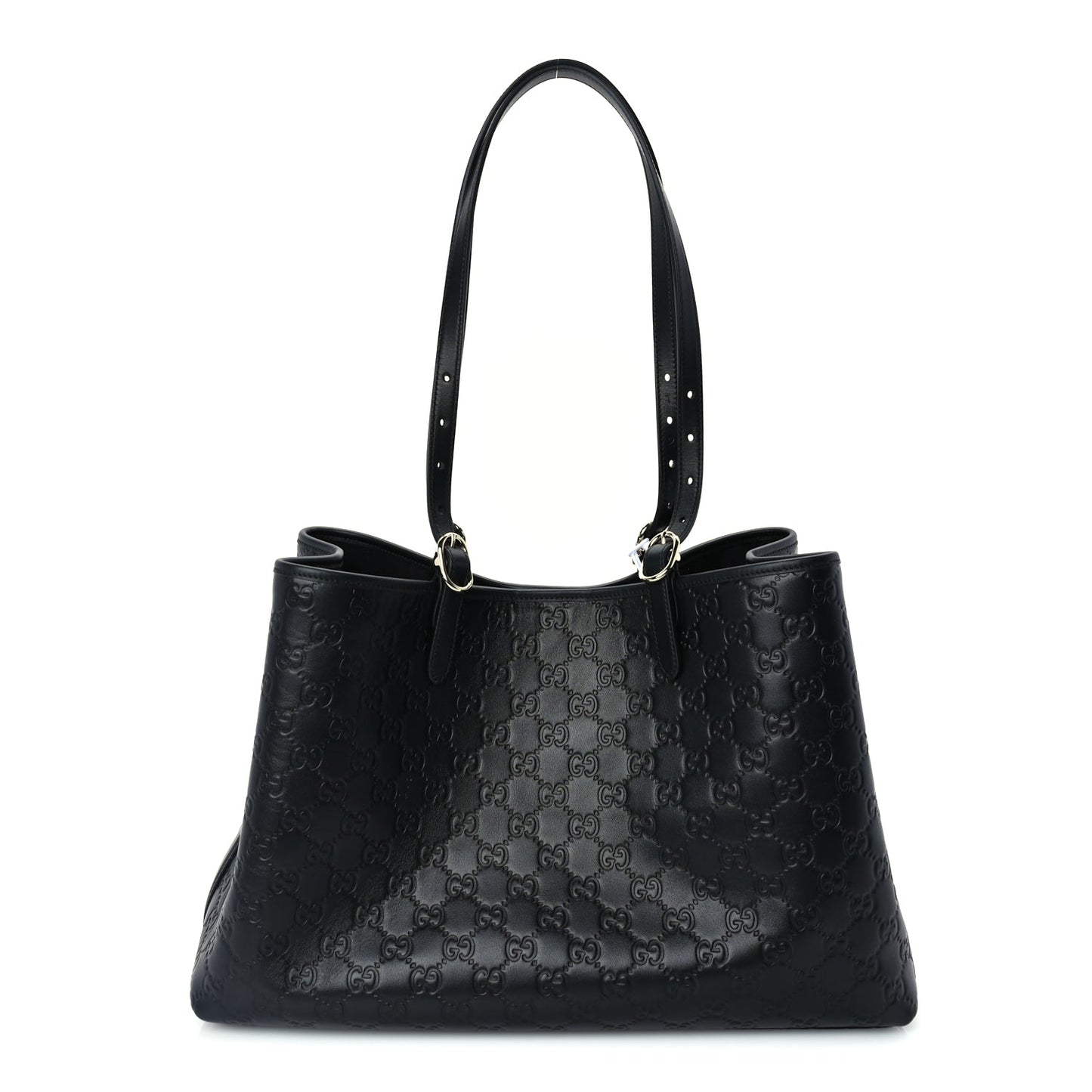 Gucci Calfskin GG Monogram Emblem Large Tote Bag  Black