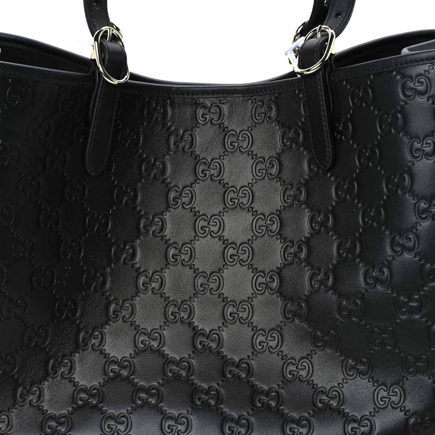Gucci Calfskin GG Monogram Emblem Large Tote Bag  Black