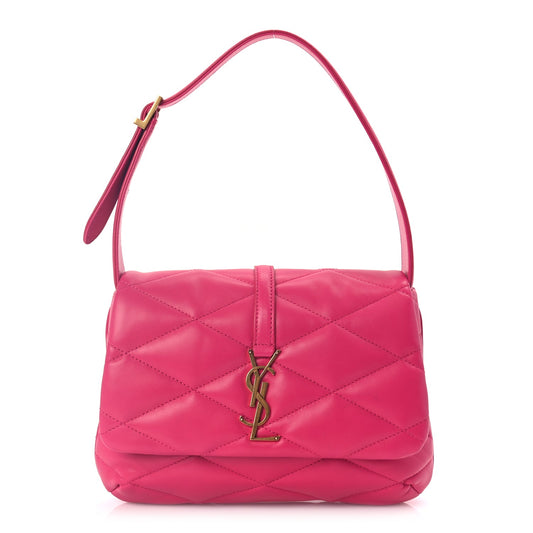 Saint Laurent Lambskin Quilted Le 57 Diamond Shoulder Bag Lipstick Fuschia