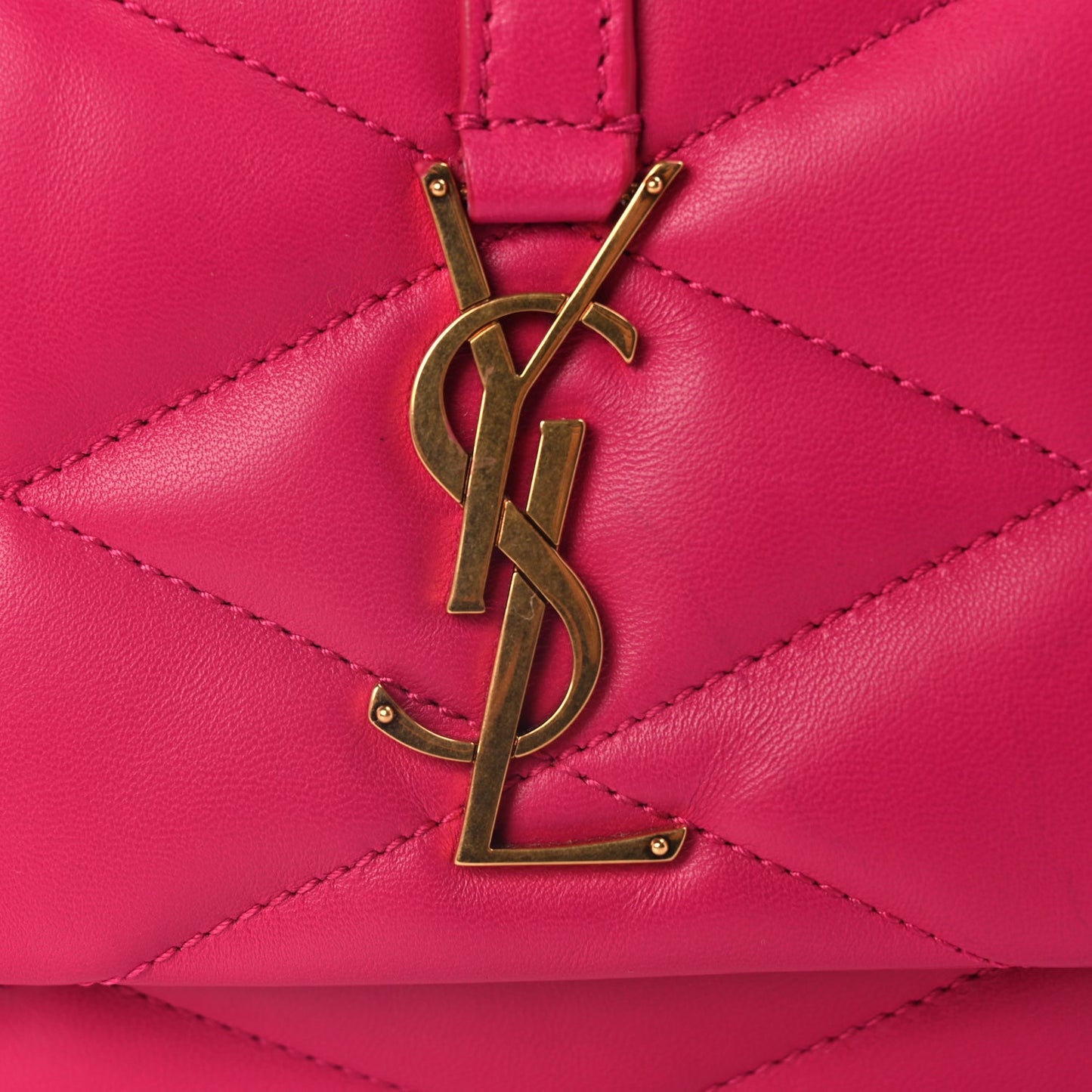 Saint Laurent Lambskin Quilted Le 57 Diamond Shoulder Bag Lipstick Fuschia