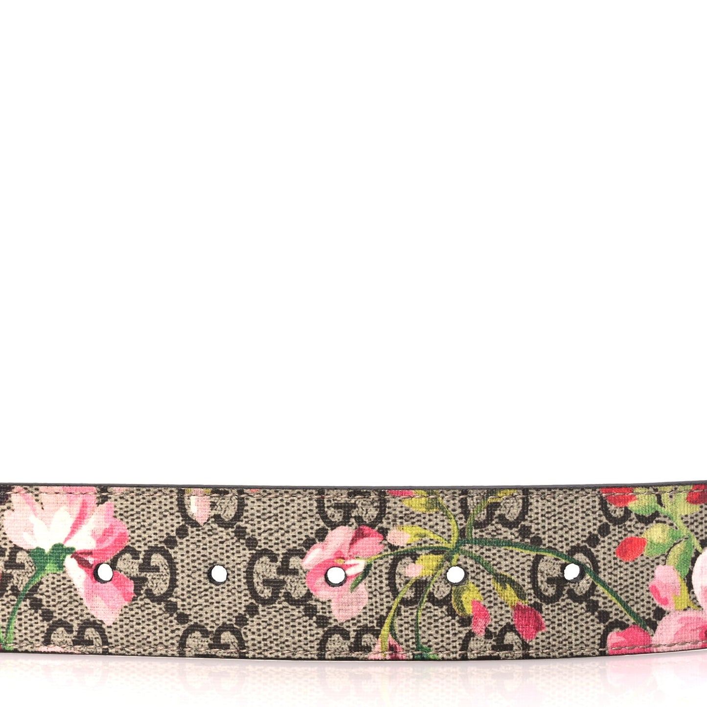Gucci GG Supreme Monogram Blooms Moon Calfskin Interlocking G 37mm Belt 80 32 Beige Ebony Multicolor Dry Rose