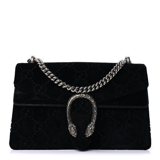 Gucci Velvet GG Monogram Small Dionysus Shoulder Bag Black