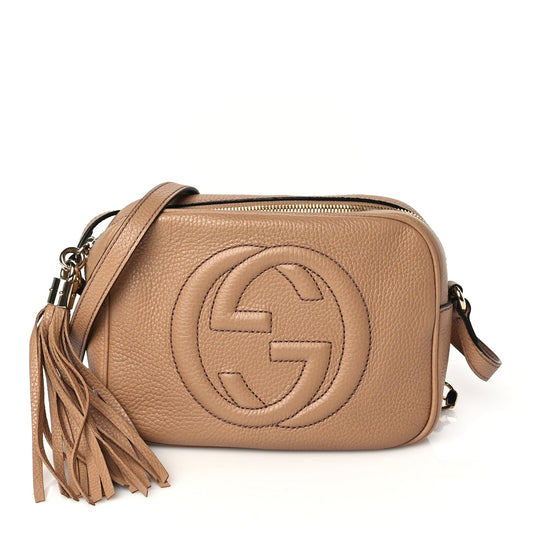 Gucci Pebbled Calfskin Small Soho Disco Bag Rose Beige