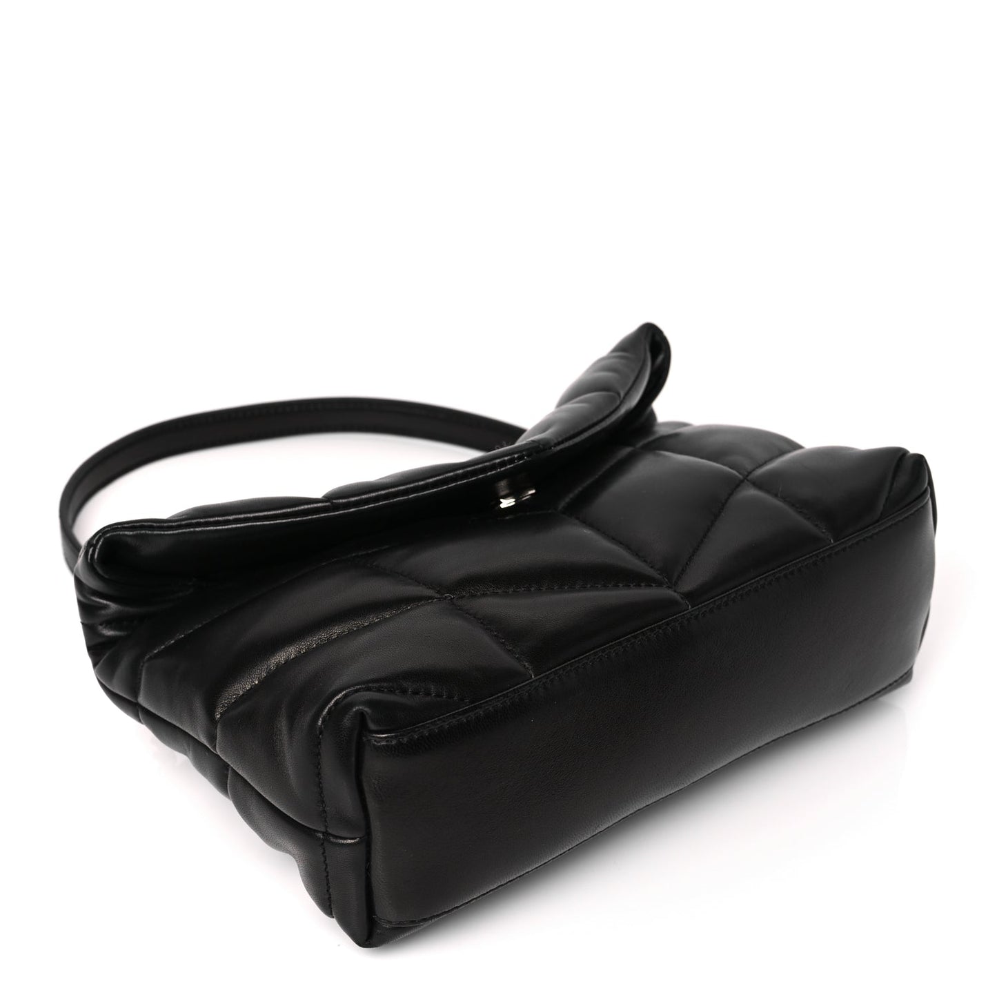 Saint Laurent Lambskin Quilted Toy Loulou Puffer Monogram Chain Satchel Black