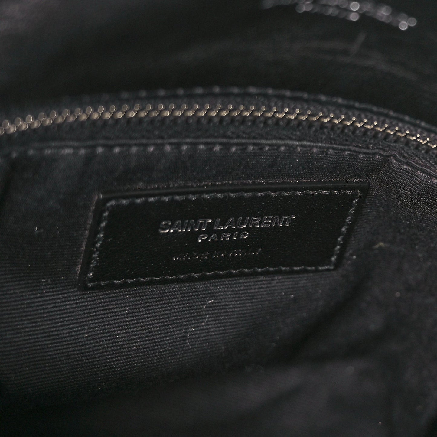 Saint Laurent Lambskin Quilted Toy Loulou Puffer Monogram Chain Satchel Black
