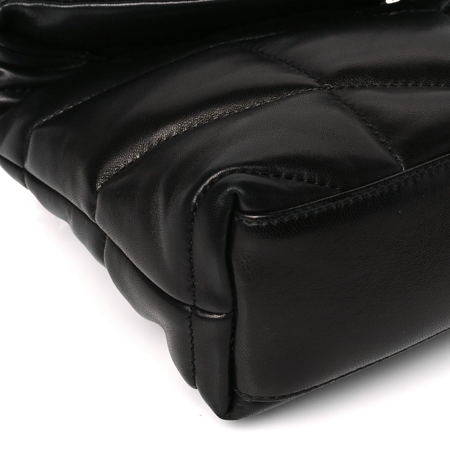 Saint Laurent Lambskin Quilted Toy Loulou Puffer Monogram Chain Satchel Black
