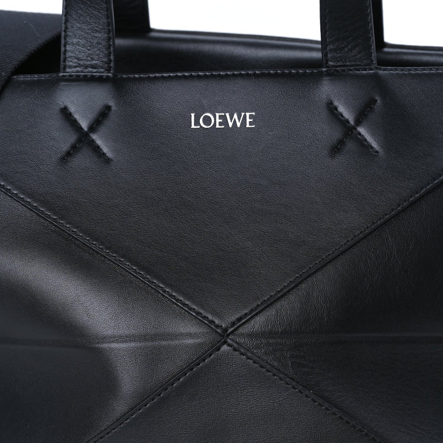 Loewe Shiny Calfskin Puzzle Fold Duffle Black Black