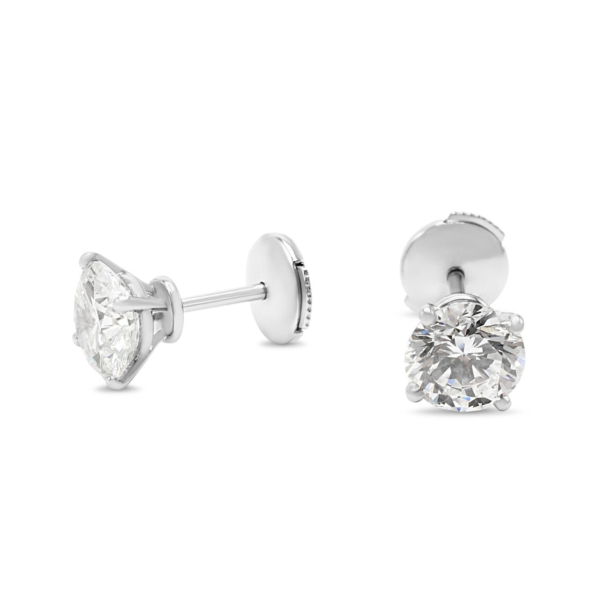 Cartier Solitaire Brilliant Cut Diamond Stud Earrings - Platinum