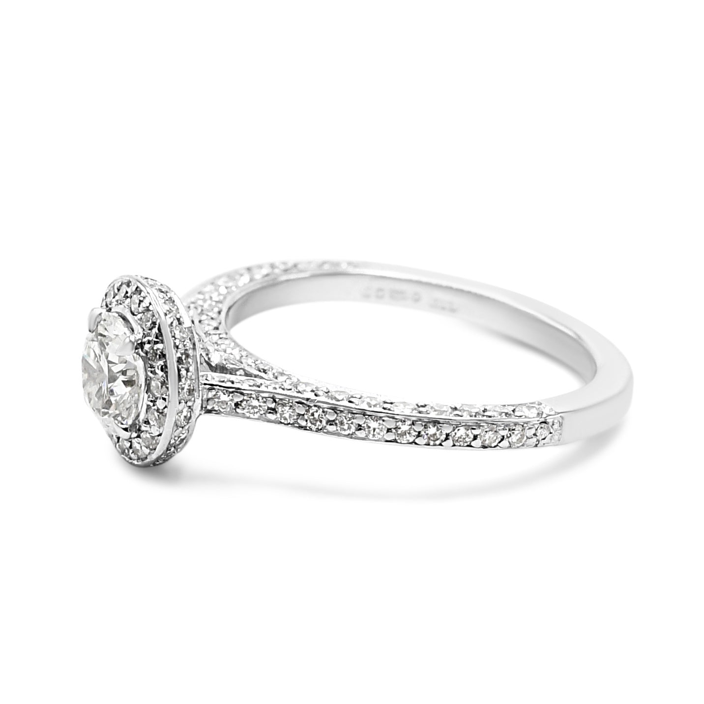 Boodles Brilliant Cut Diamond Halo Design Ring, Diamond Shoulders - Platinum