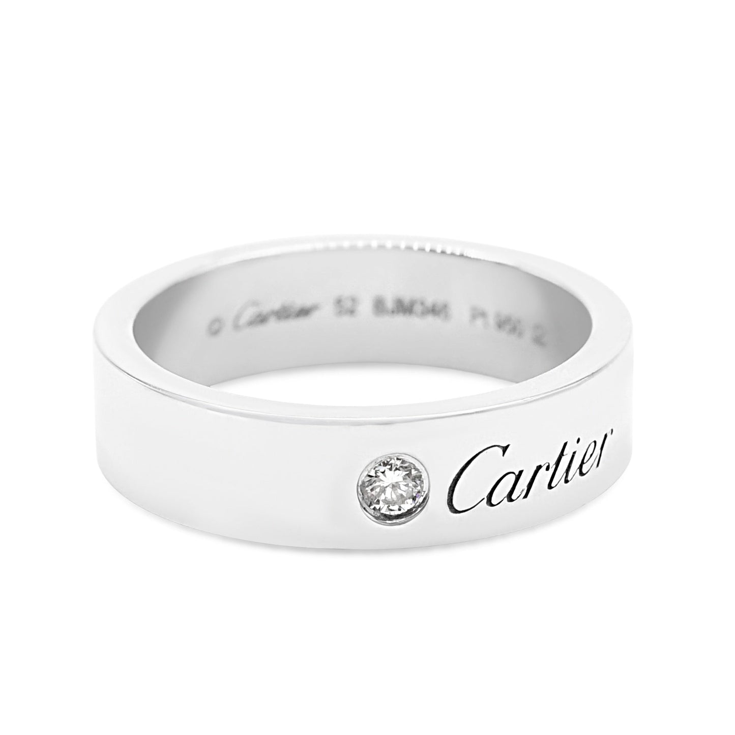 C de Cartier Wedding Ring, 5 mm, 1 Diamond - Platinum