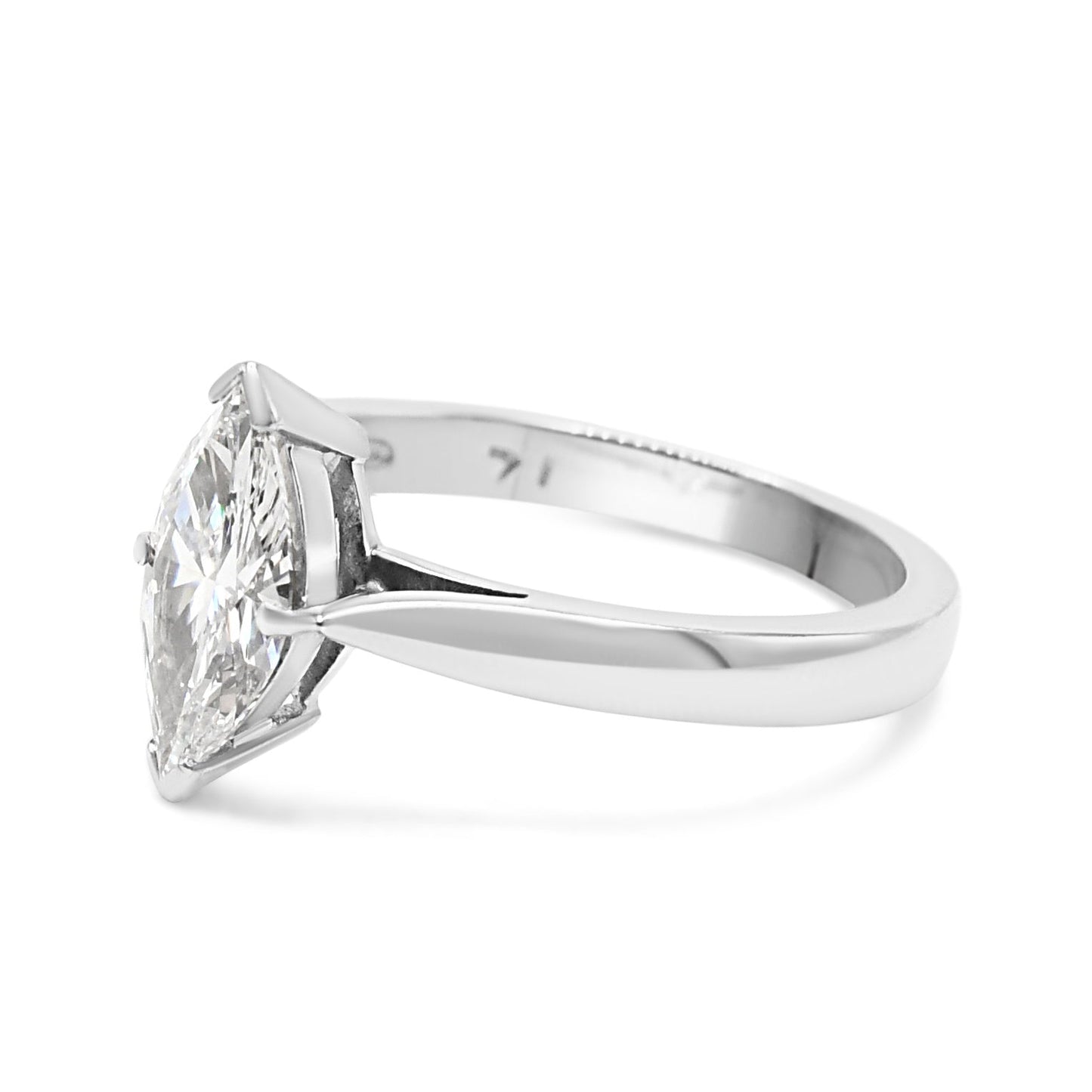 Certificated Marquise Diamond Solitaire Ring - Platinum