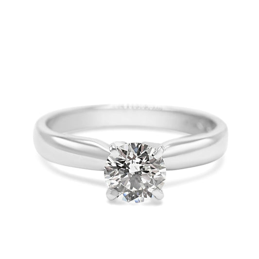 Ideal Cut Solitaire Brilliant Cut Diamond Ring - Platinum