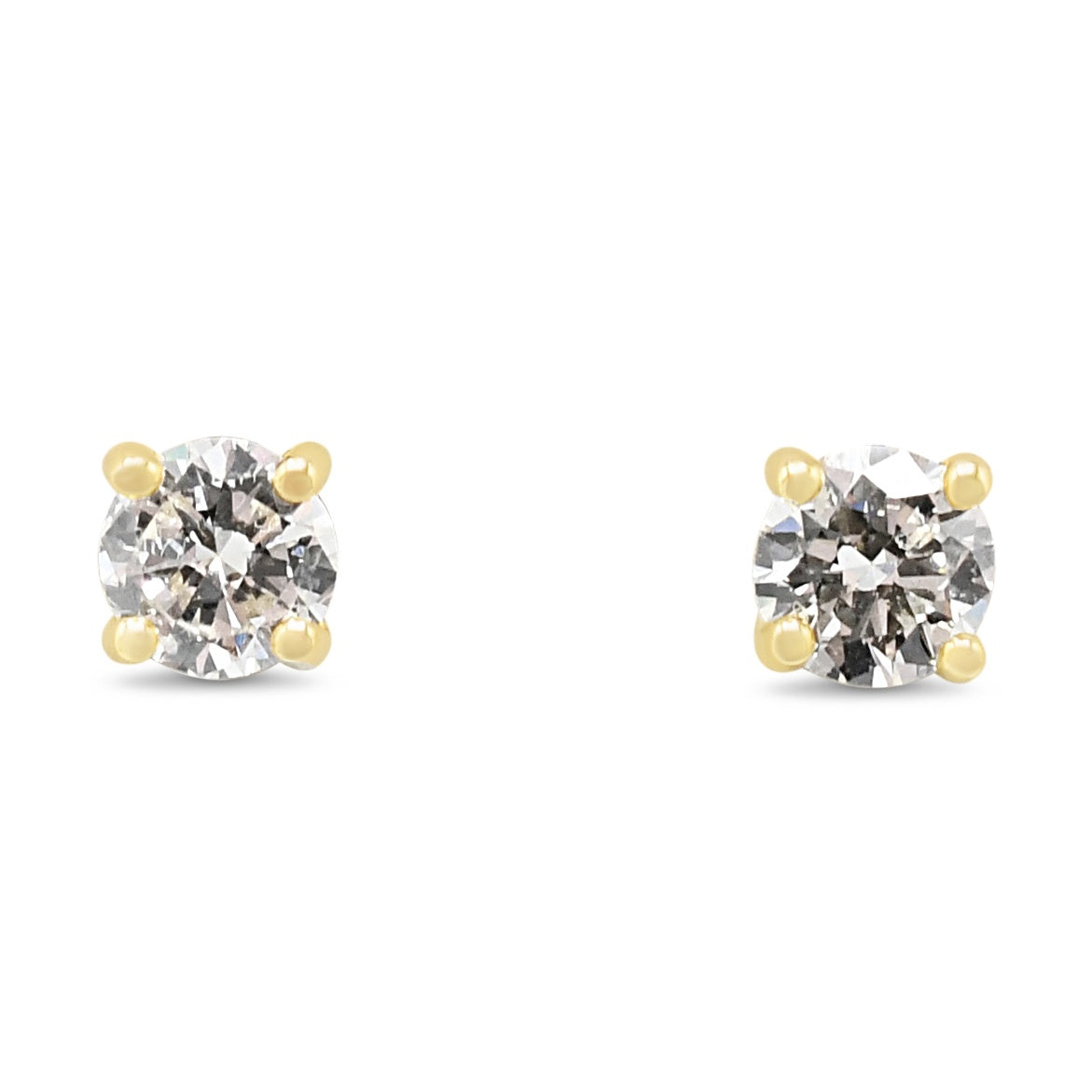 Solitaire Brilliant Cut Diamond Stud Earrings 0.47cts - 18ct Yellow Gold