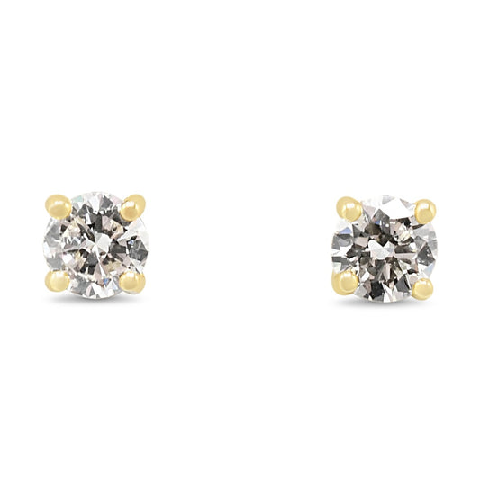 Solitaire Brilliant Cut Diamond Stud Earrings 0.47cts - 18ct Yellow Gold