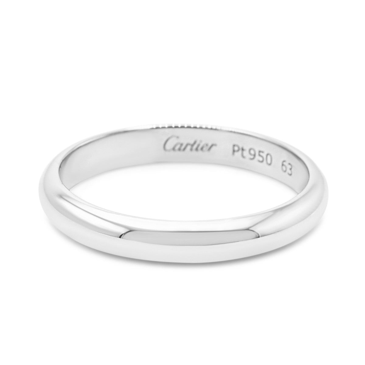 Cartier 1895 Wedding Ring, 3.5mm, 1 Diamond Size 63 - Platinum