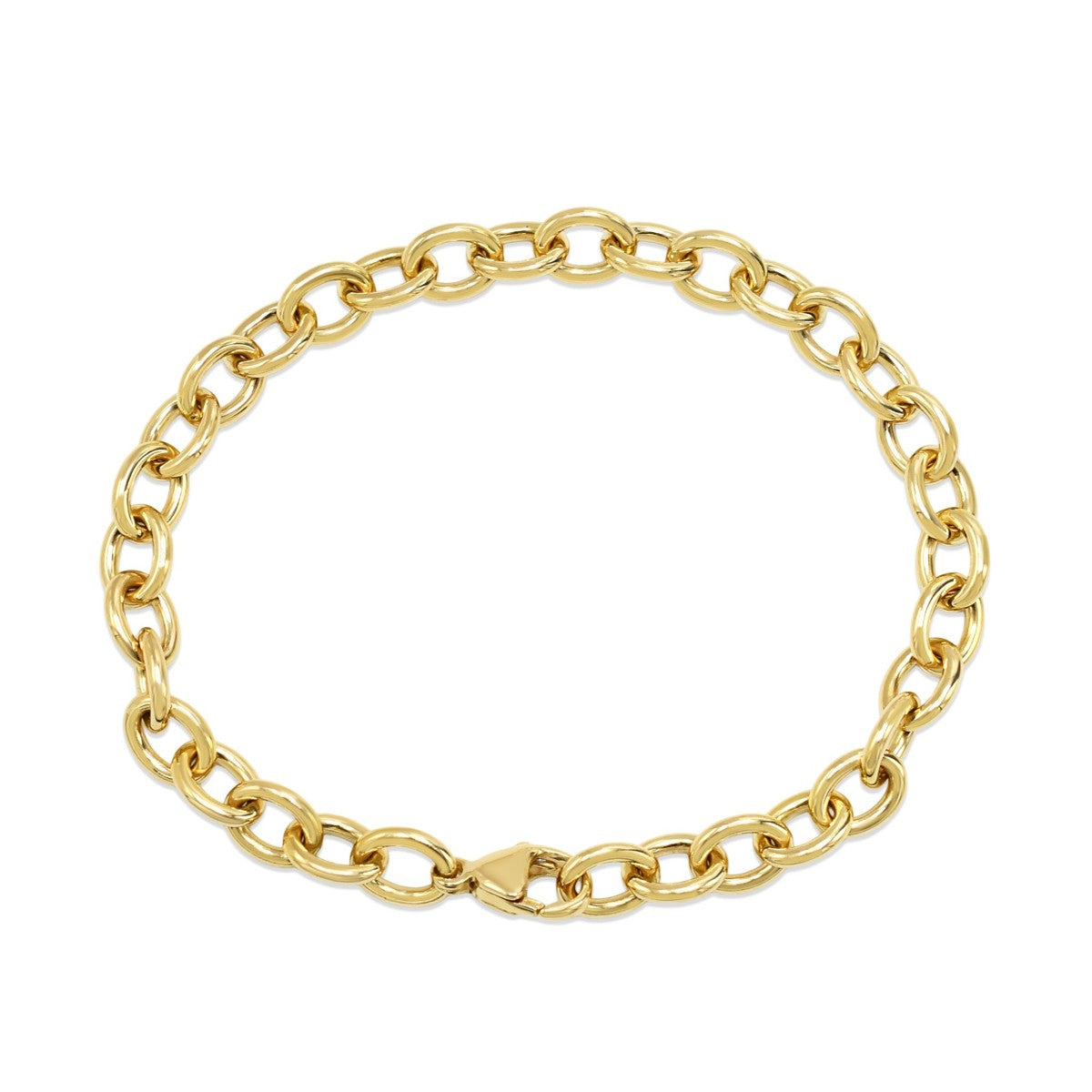 Open Oval Link Solid Bracelet - 18ct Yellow Gold