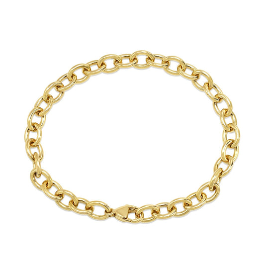 Open Oval Link Solid Bracelet - 18ct Yellow Gold