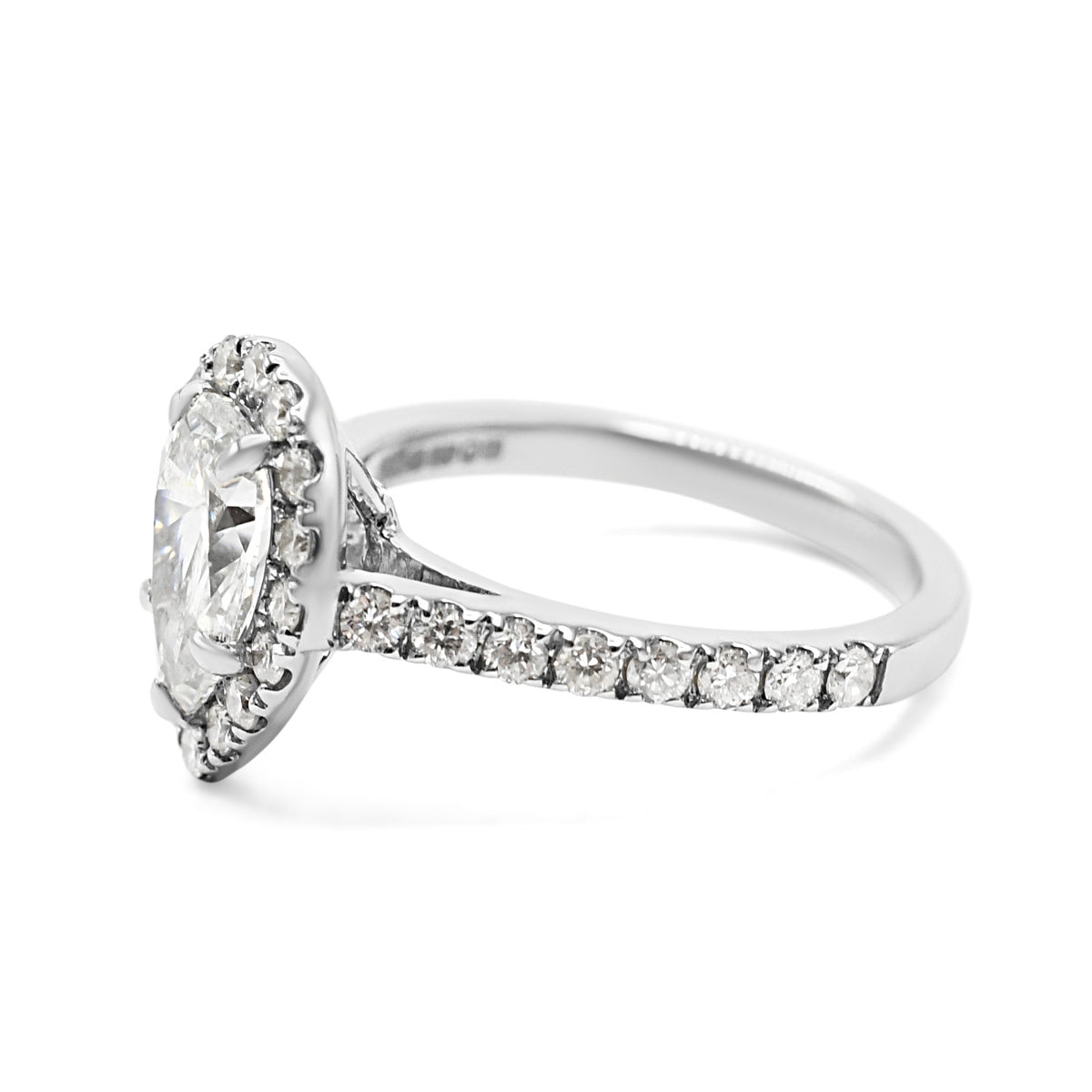 GIA Certificated Pear Brilliant Diamond Halo Ring , Diamond Shoulders