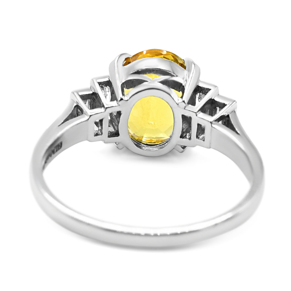 Handmade Yellow Sapphire & Diamond Set Ring - Platinum