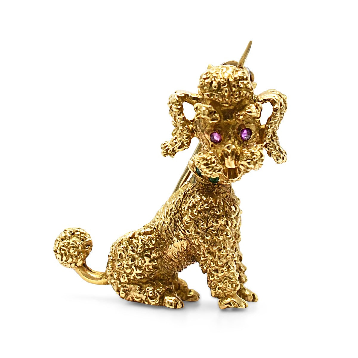 Vintage Gem Set Poodle Brooch - 18ct Yellow Gold