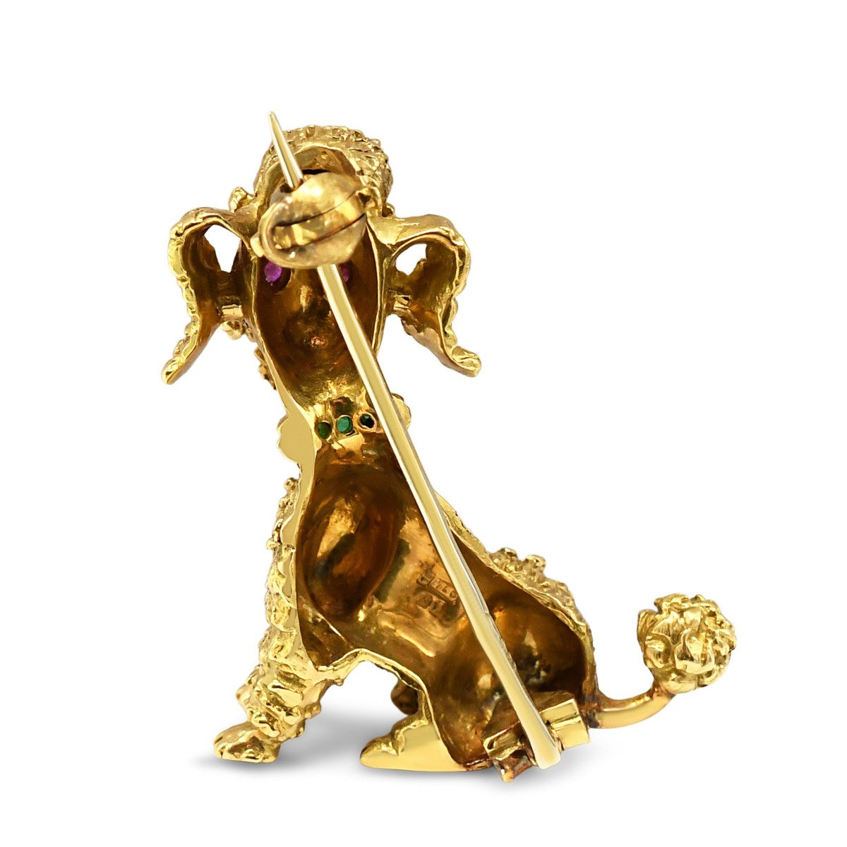 Vintage Gem Set Poodle Brooch - 18ct Yellow Gold