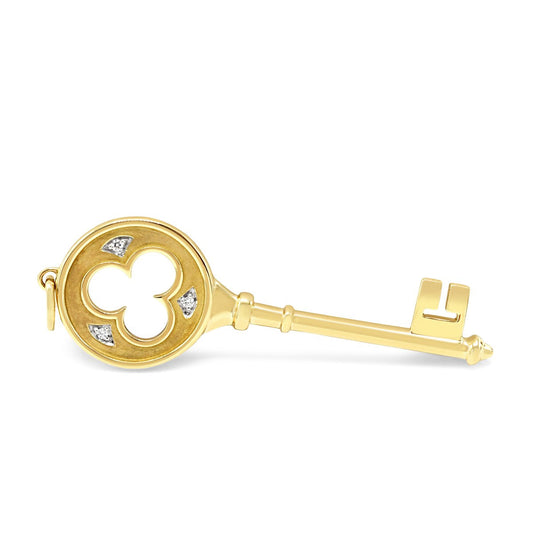 Tiffany Diamond Set Clover Key Pendant In Yellow