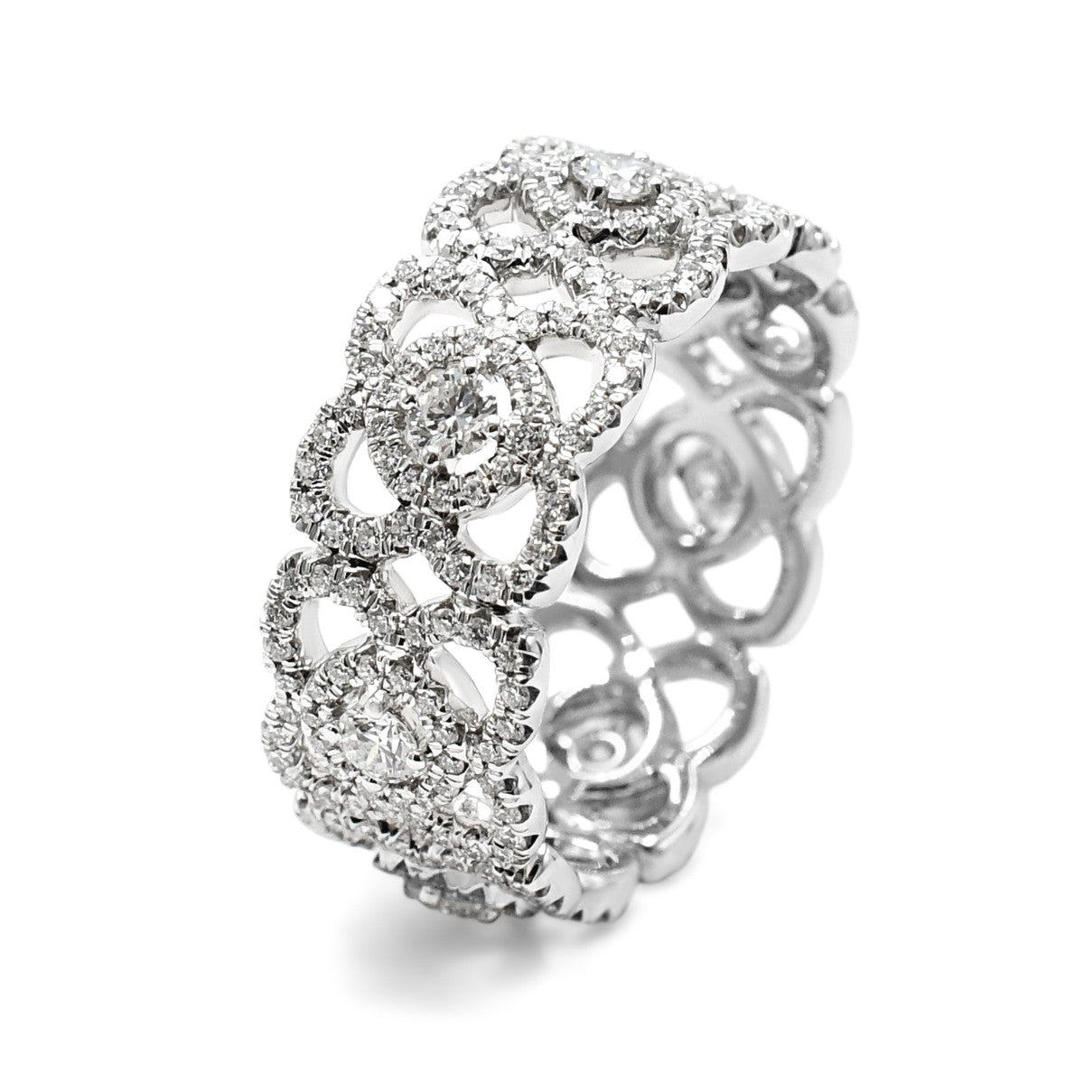 De Beers Lotus Diamond Set Band Ring - 18ct White Gold