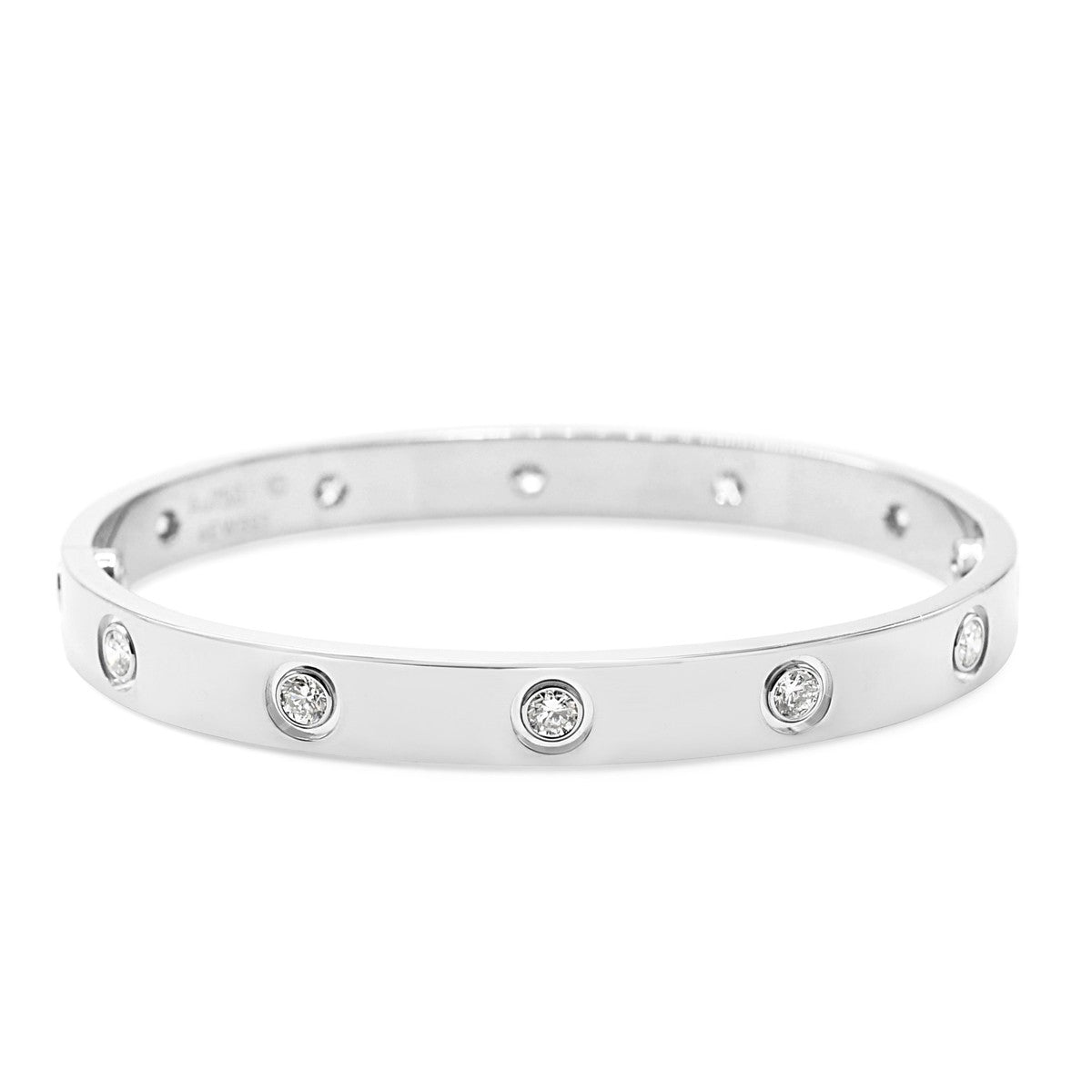 Cartier Love Bangle 10 Diamonds Size 16 - 18ct White Gold