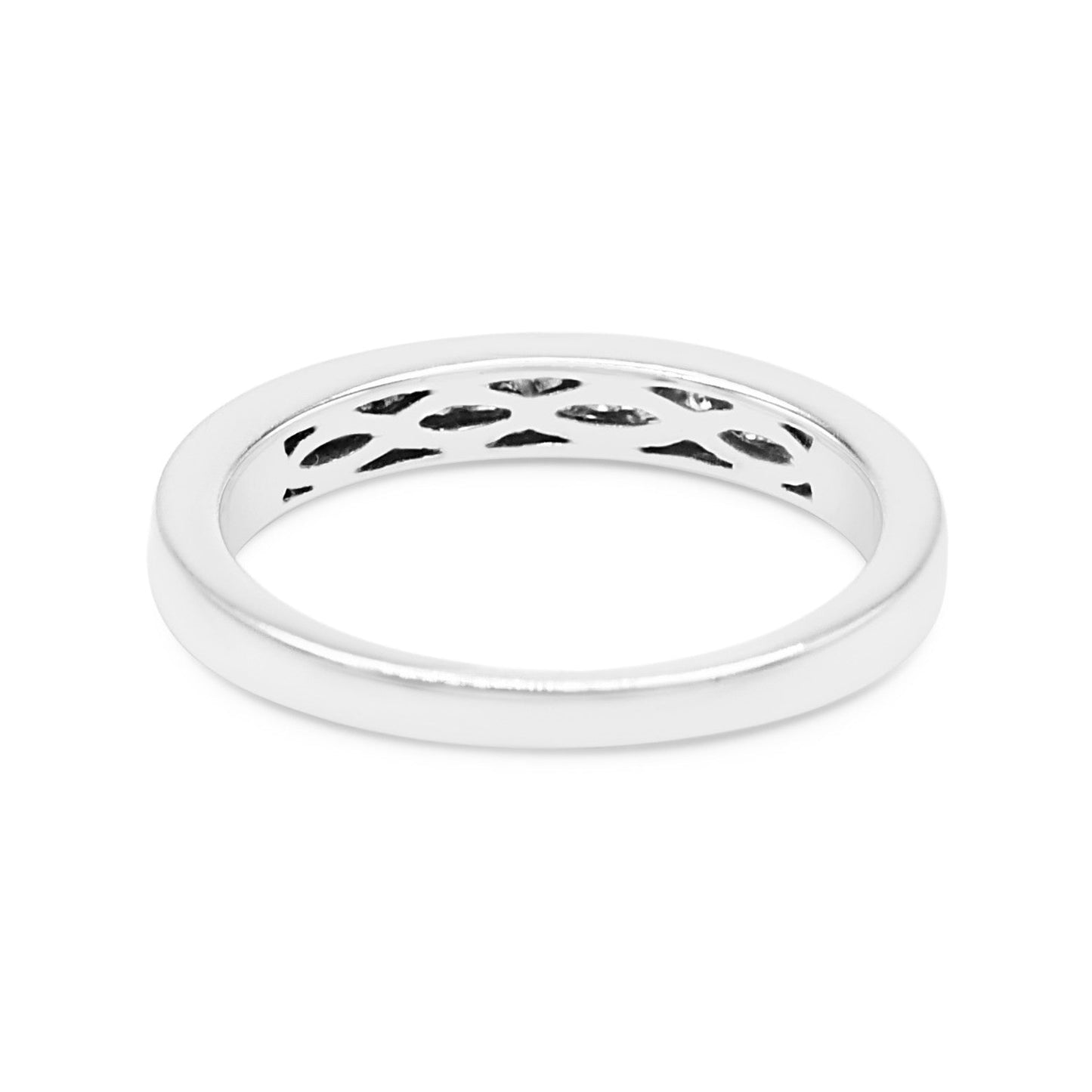 Brilliant & Princess Cut Diamond Half Eternity Ring - 18ct White Gold