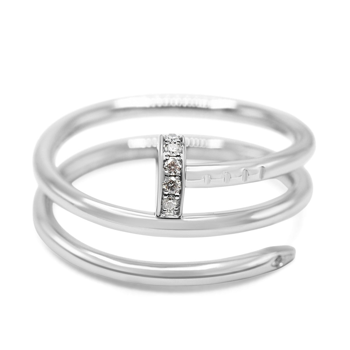 Cartier Juste Un Clou Ring, Double, Diamonds Size 57 - 18ct White Gold