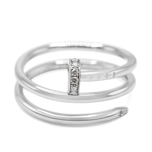 Cartier Juste Un Clou Ring, Double, Diamonds Size 57 - 18ct White Gold
