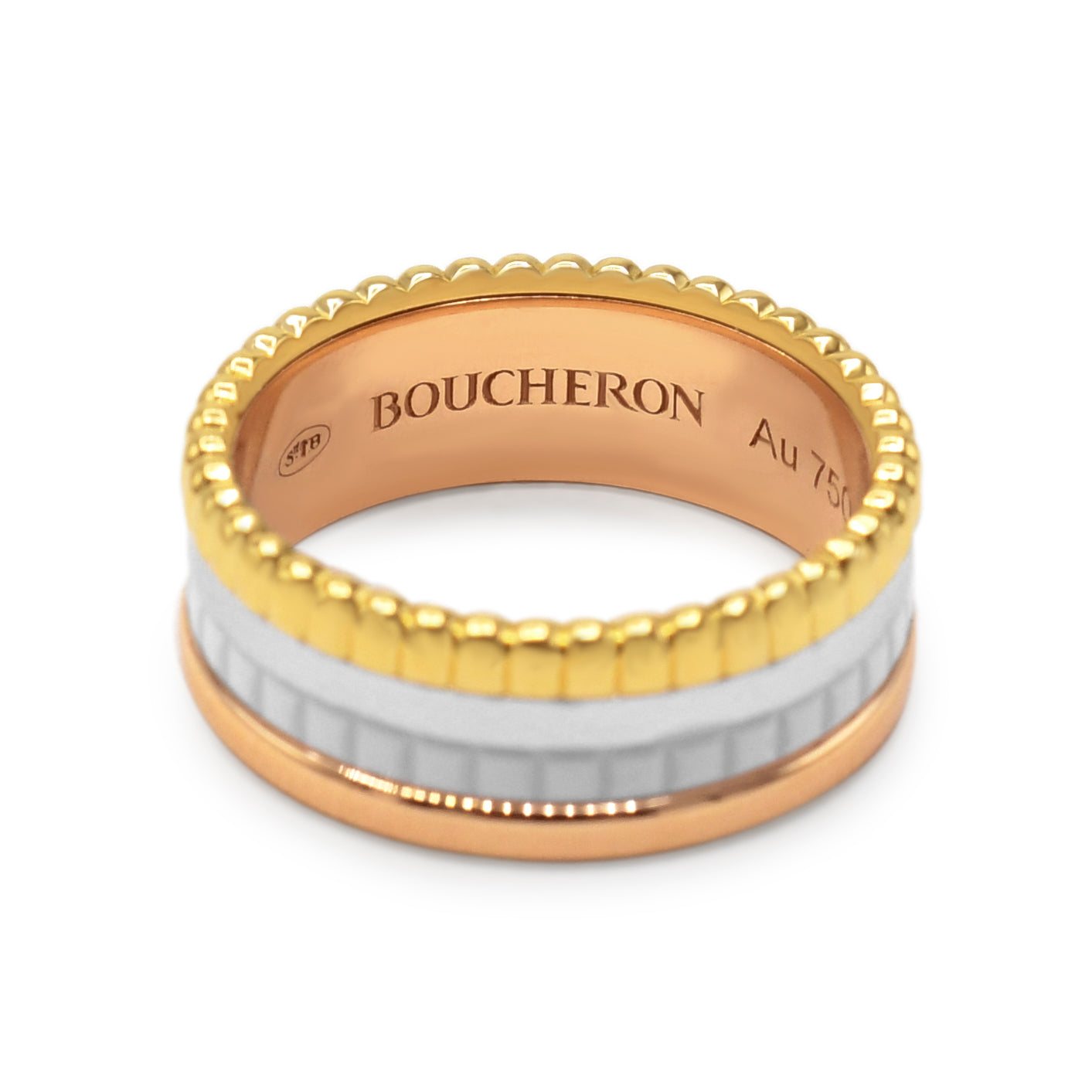 Boucheron Quatre White Edition Small Ring, Gold & White Ceramic