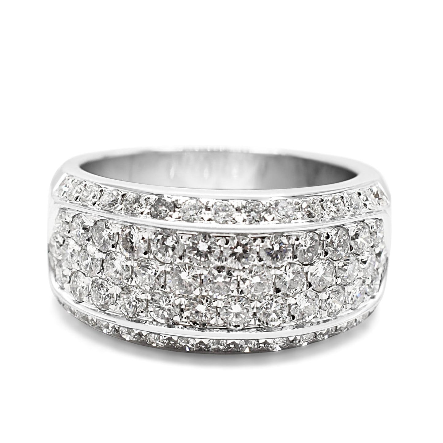 Brilliant Cut Diamond Five Row Dress Ring - 18ct White Gold