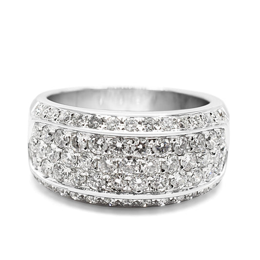 Brilliant Cut Diamond Five Row Dress Ring - 18ct White Gold