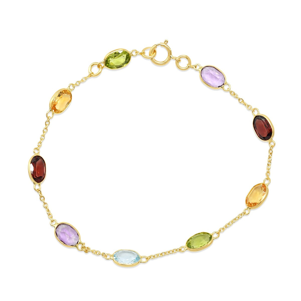 Multi Gem Set Bracelet - 18ct Yellow Gold