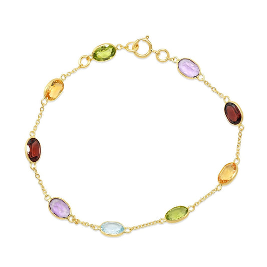 Multi Gem Set Bracelet - 18ct Yellow Gold