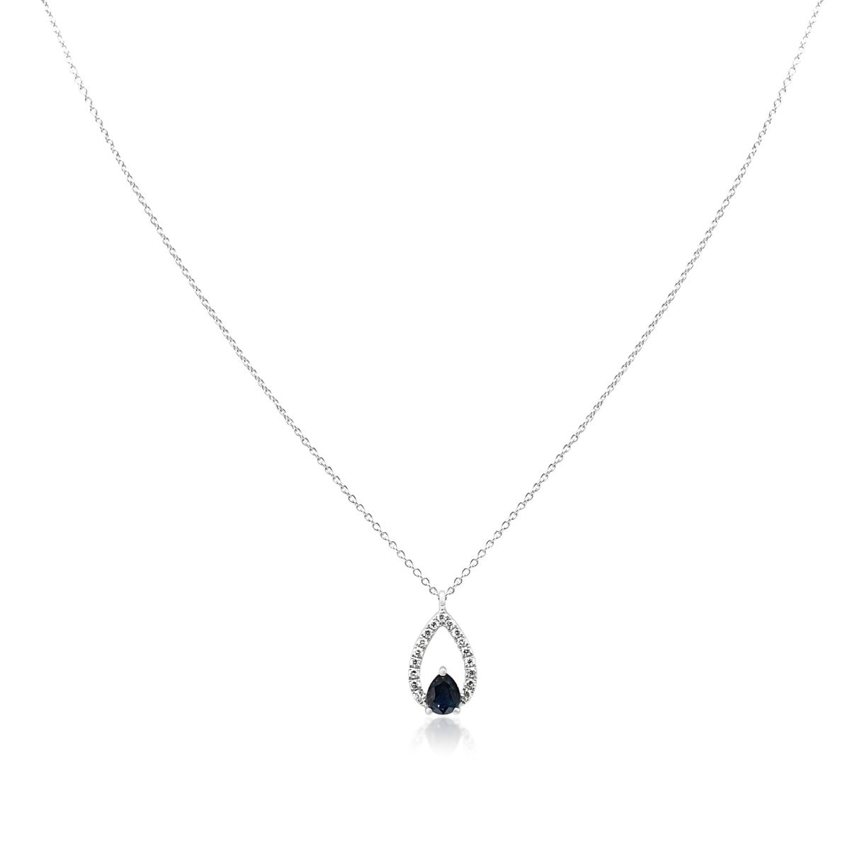 Sapphire & Diamond Pendant on 16" Chain - 18ct White Gold