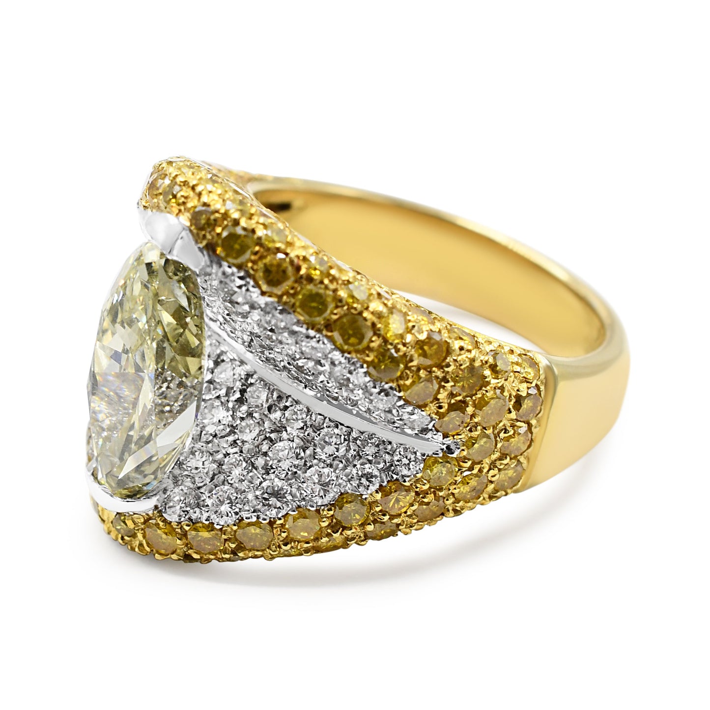 Certificated Fancy Yellow Marquise Diamond Ring