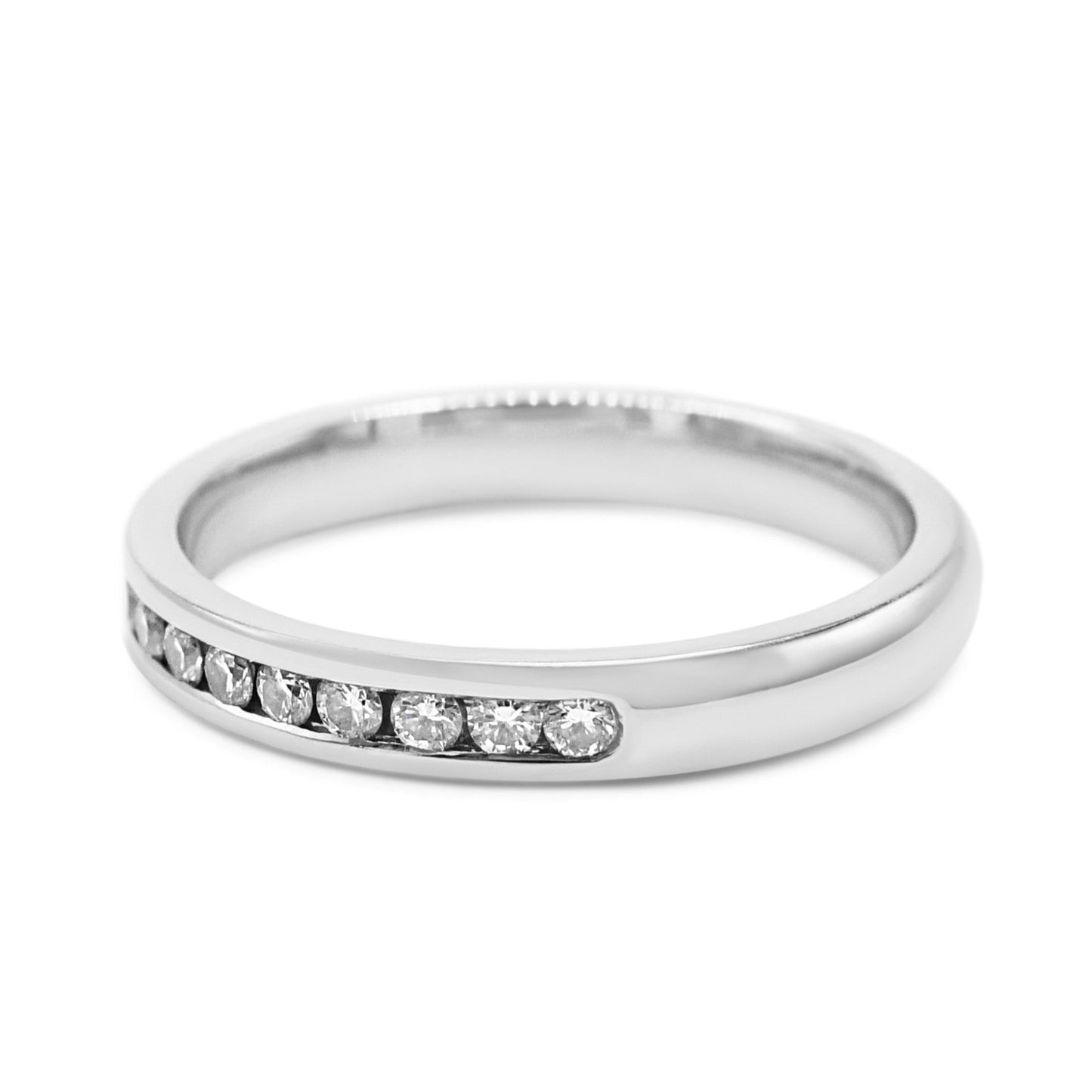 Round Brilliant Diamond Channel Set Half Eternity Ring - Platinum