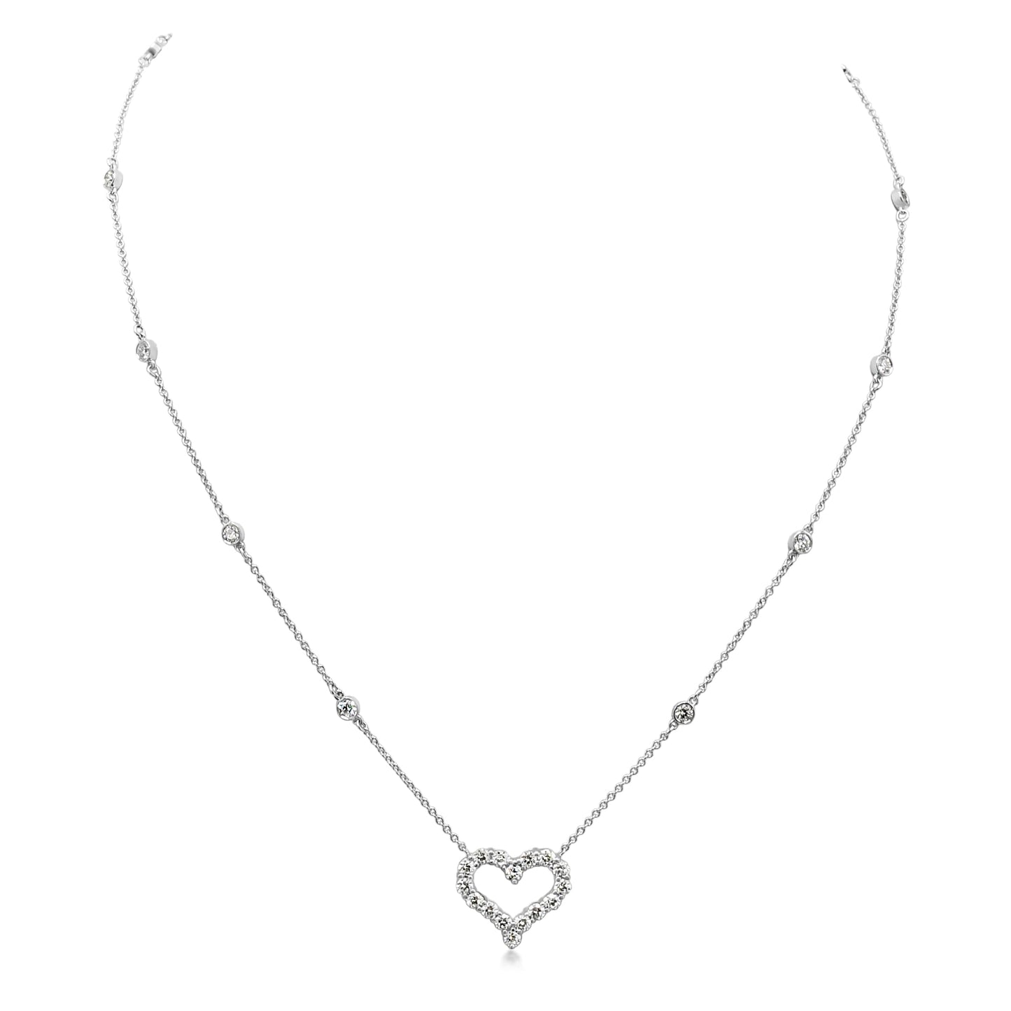 Tiffany Hearts Diamond Pendant To A Diamond 16" Necklace