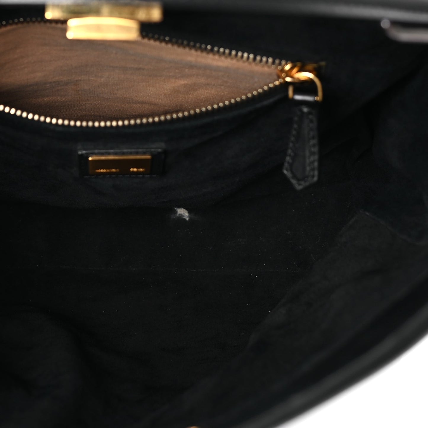 Fendi Vitello Seta Shiny Nappa Large Peekaboo Iconic Satchel Black