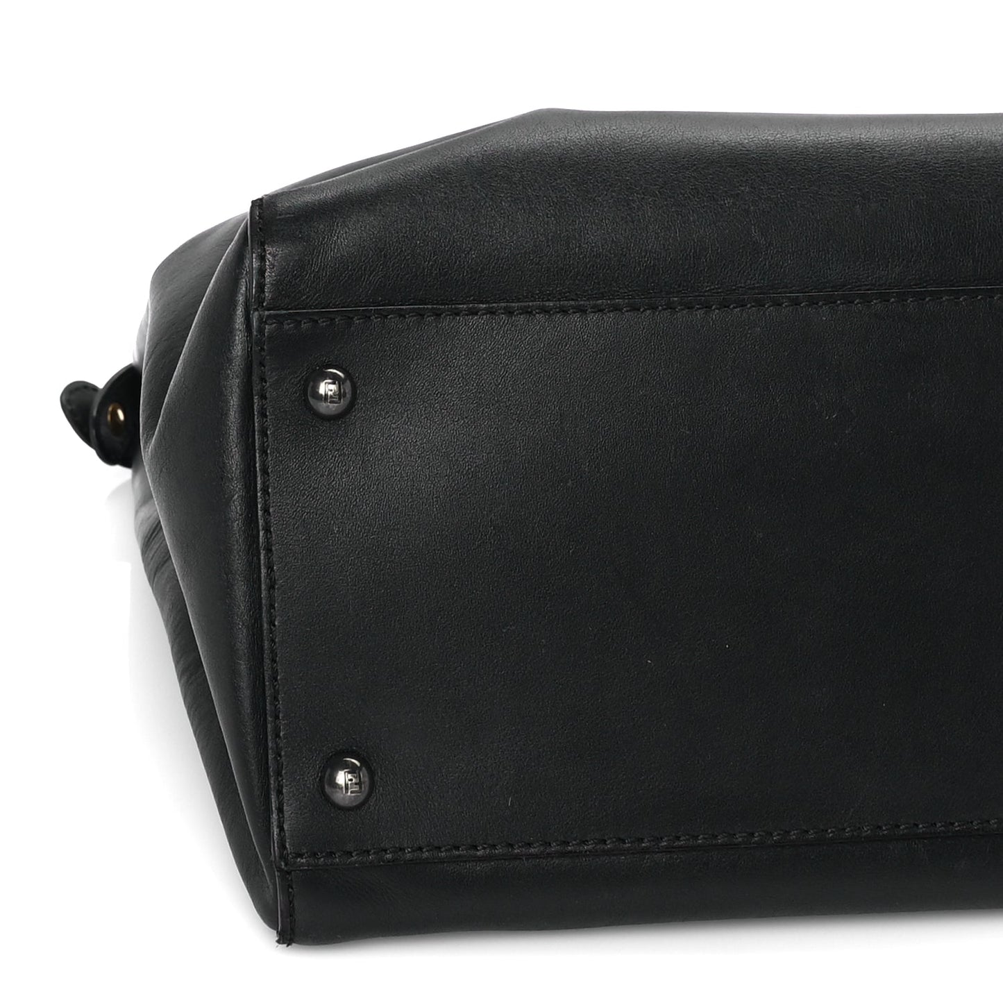 Fendi Vitello Seta Shiny Nappa Large Peekaboo Iconic Satchel Black