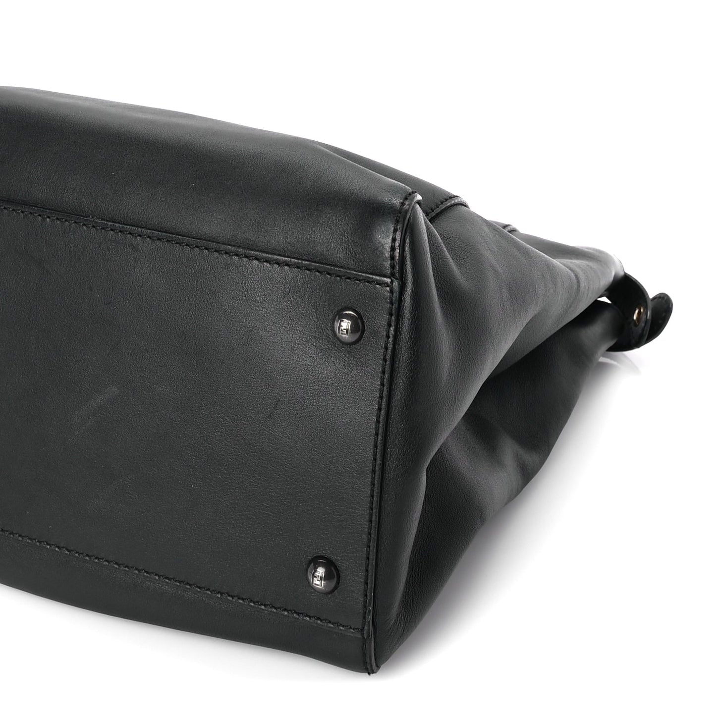 Fendi Vitello Seta Shiny Nappa Large Peekaboo Iconic Satchel Black