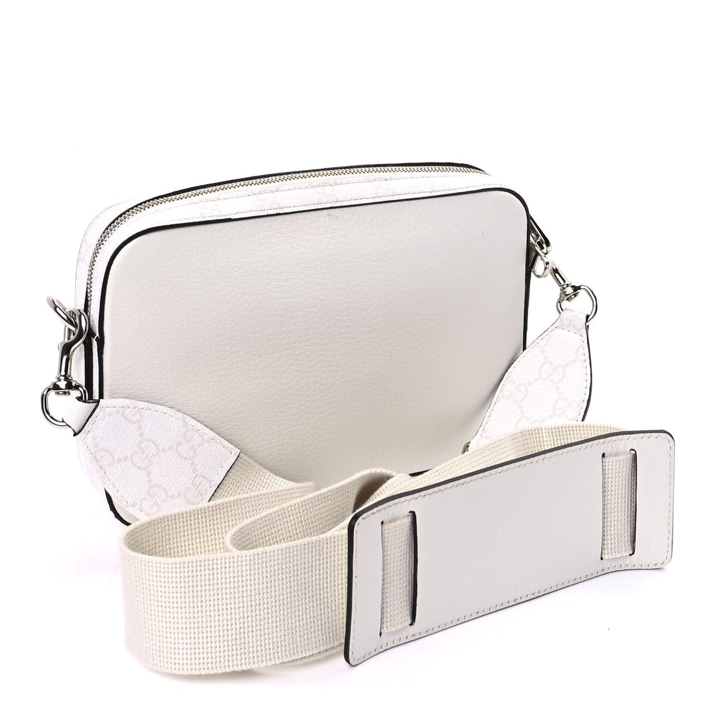 Gucci GG Supreme Monogram Textured Dollar Calfskin Small Crossbody Bag  White
