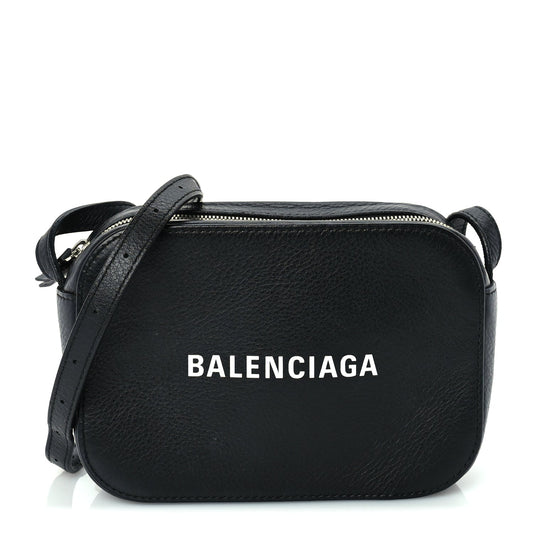 Balenciaga Calfskin Logo XS Everyday Camera Bag Black