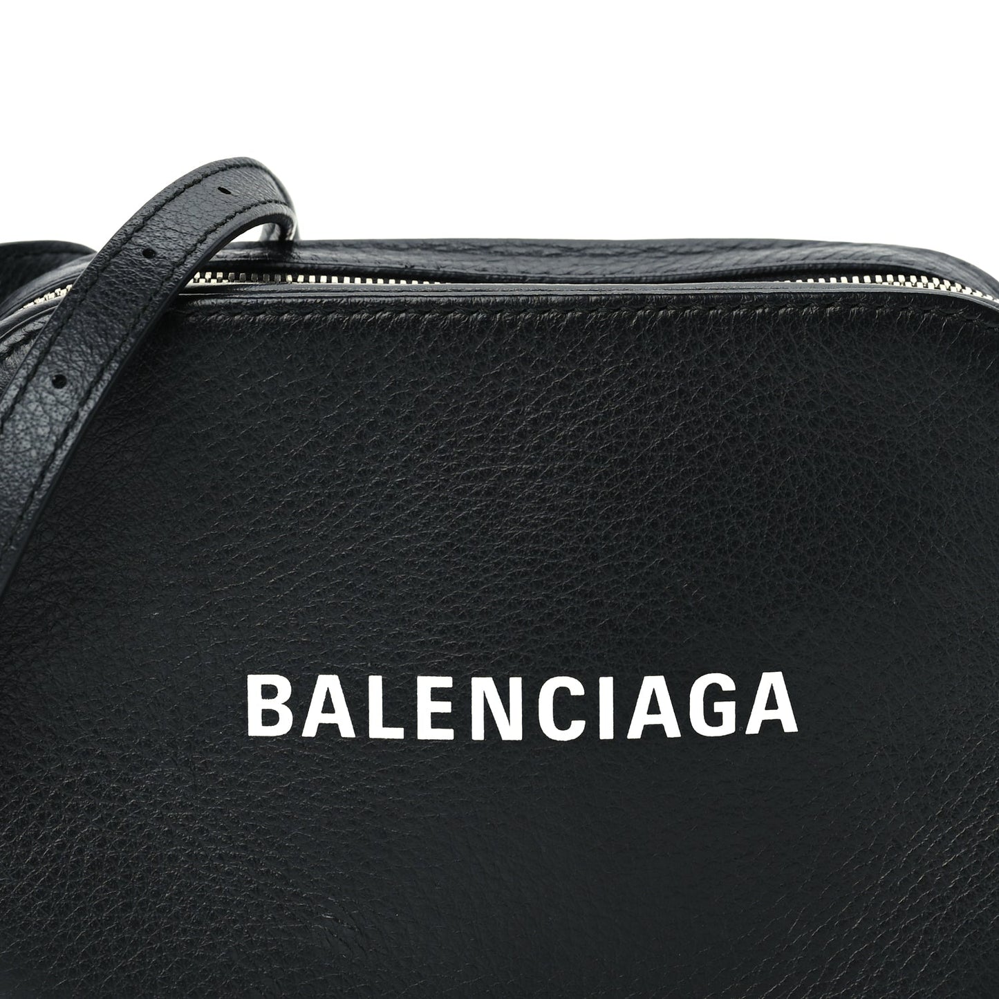 Balenciaga Calfskin Logo XS Everyday Camera Bag Black