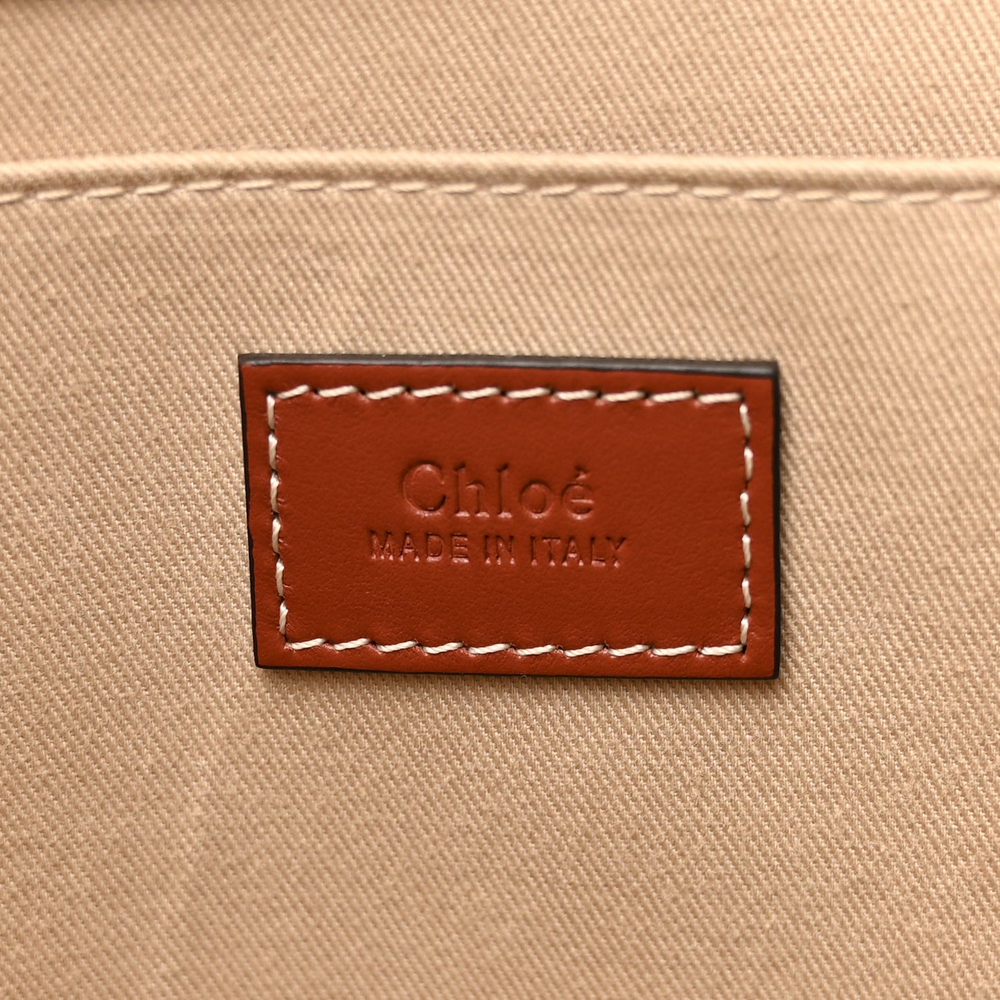 Chloe Cotton Calfskin Large Woody Ribbon Tote White Brown